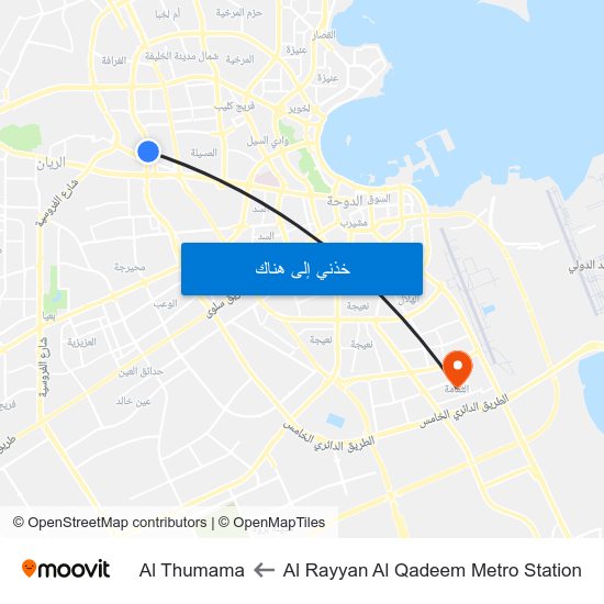 Al Rayyan Al Qadeem Metro Station to Al Thumama map