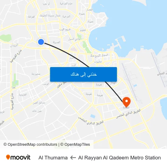 Al Rayyan Al Qadeem Metro Station to Al Thumama map