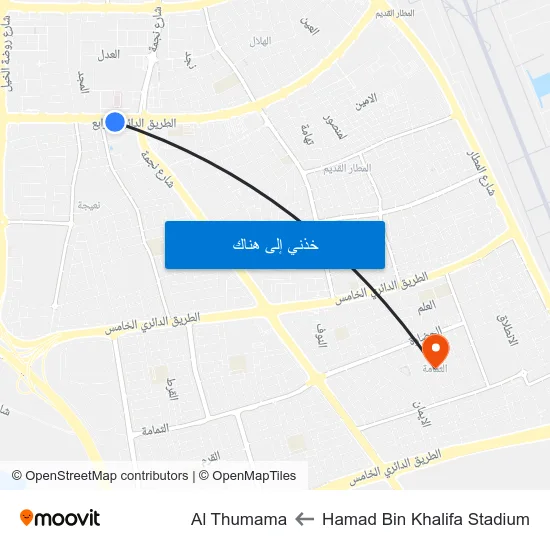 Hamad Bin Khalifa Stadium to Al Thumama map