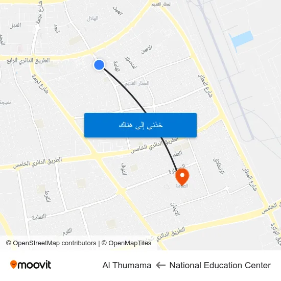 National Education Center to Al Thumama map
