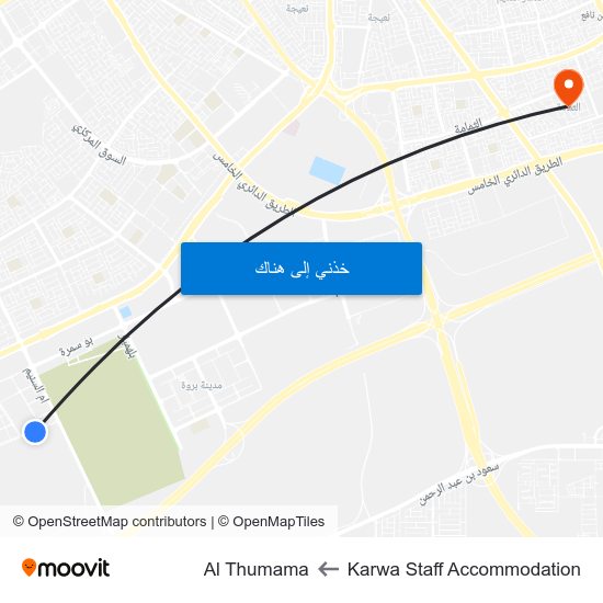 Karwa Staff Accommodation to Al Thumama map