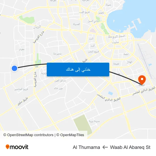 Waab Al Abareq St to Al Thumama map