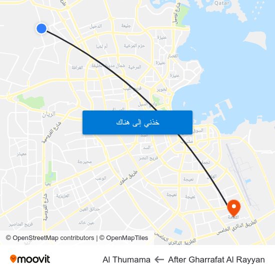 After Gharrafat Al Rayyan to Al Thumama map