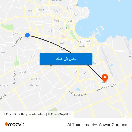 Anwar Gardens to Al Thumama map