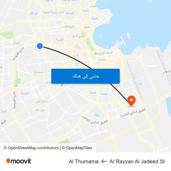 Al Rayyan Al Jadeed St to Al Thumama map