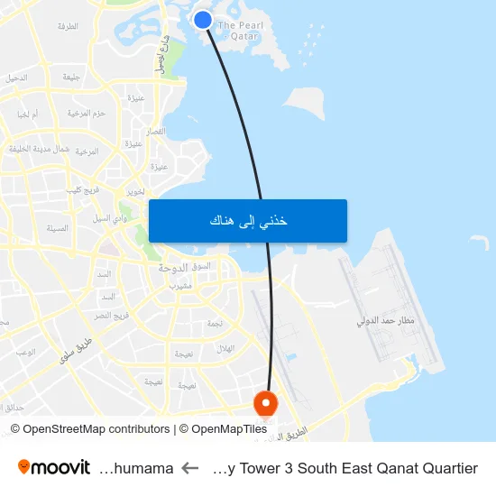 Abraj Bay Tower 3 South East Qanat Quartier to Al Thumama map