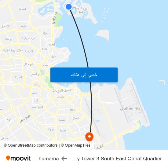 Abraj Bay Tower 3 South East Qanat Quartier to Al Thumama map