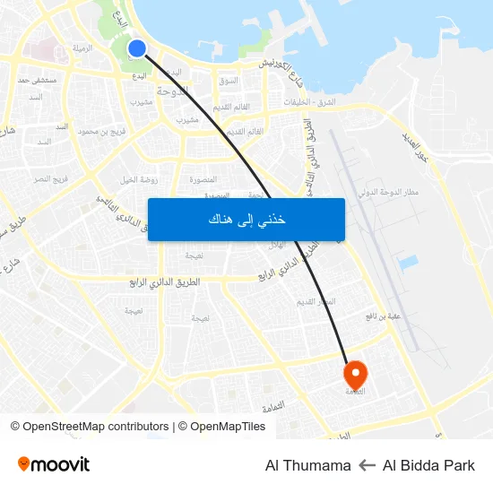 Al Bidda Park to Al Thumama map