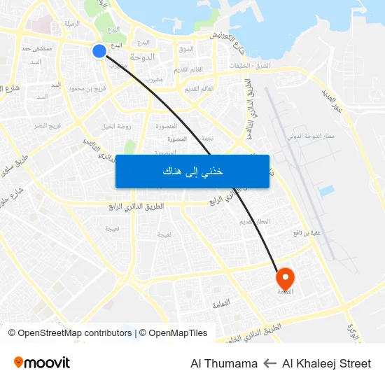 Al Khaleej Street to Al Thumama map