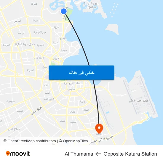 Opposite Katara Station to Al Thumama map