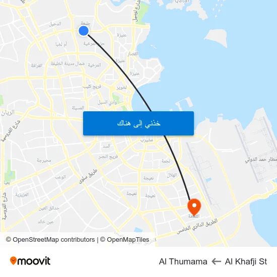 Al Khafji St to Al Thumama map
