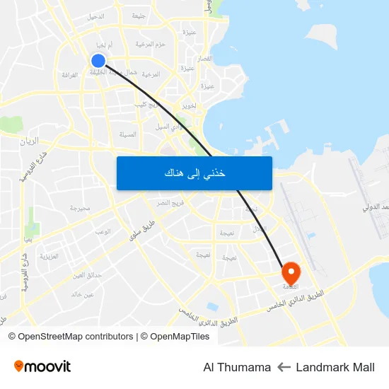 Landmark Mall to Al Thumama map