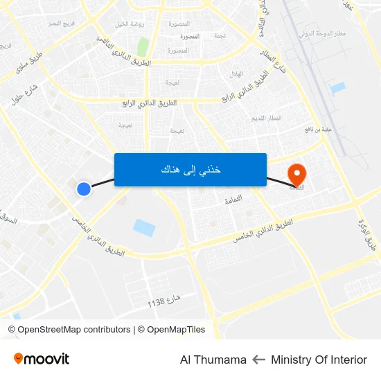 Ministry Of Interior to Al Thumama map