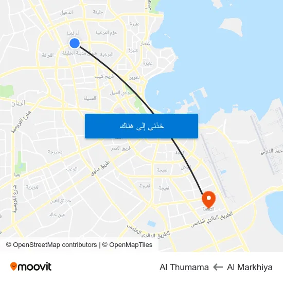Al Markhiya to Al Thumama map
