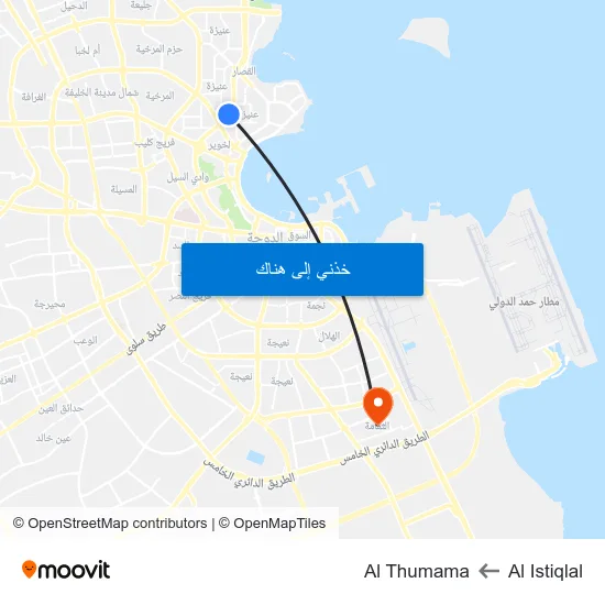 Al Istiqlal to Al Thumama map