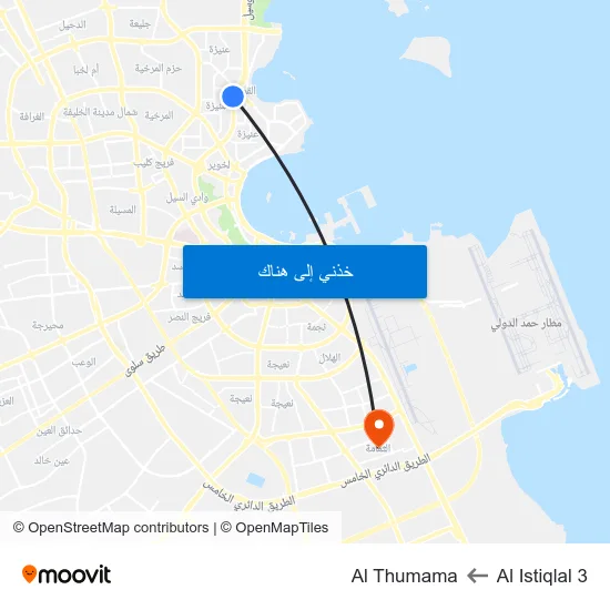 Al Istiqlal 3 to Al Thumama map