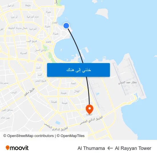 Al Rayyan Tower to Al Thumama map