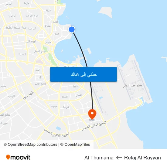 Retaj Al Rayyan to Al Thumama map