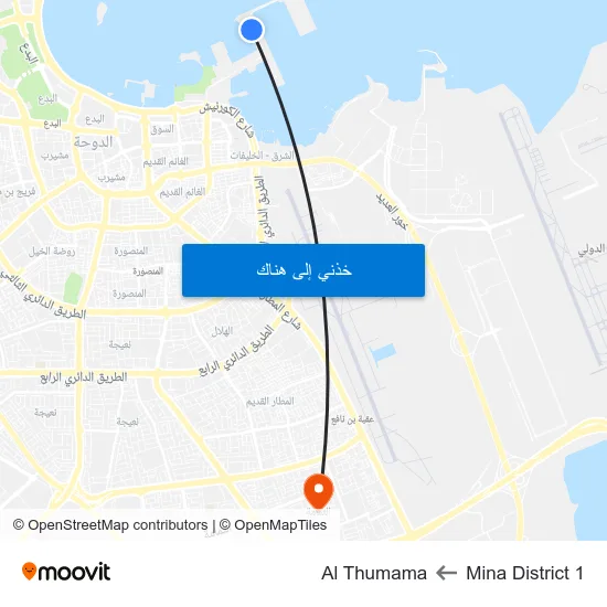 Mina District 1 to Al Thumama map