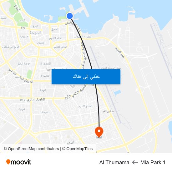 Mia Park 1 to Al Thumama map