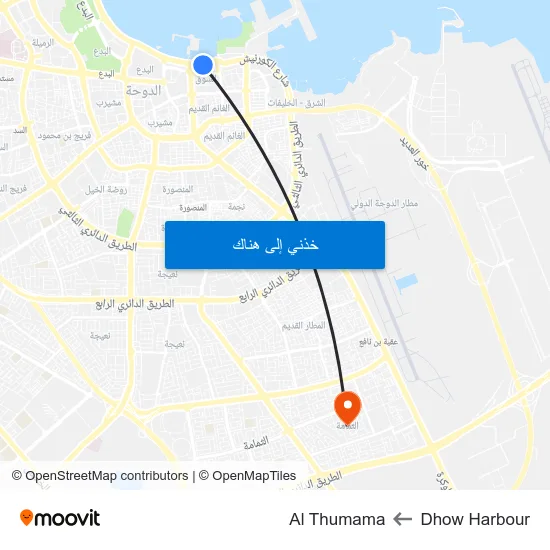 Dhow Harbour to Al Thumama map