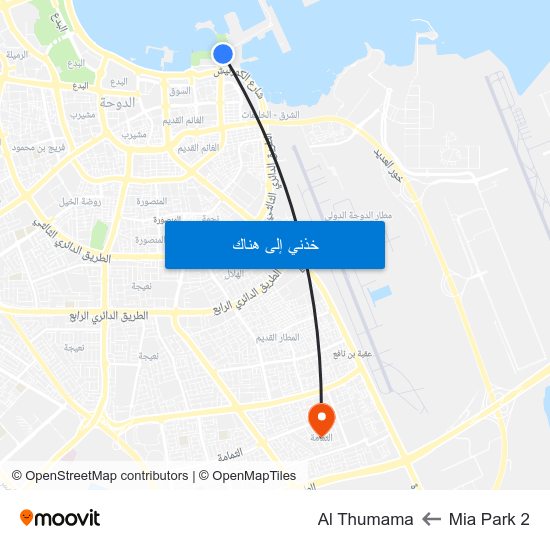 Mia Park 2 to Al Thumama map