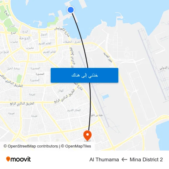 Mina District 2 to Al Thumama map