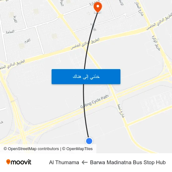 Barwa Madinatna Bus Stop Hub to Al Thumama map
