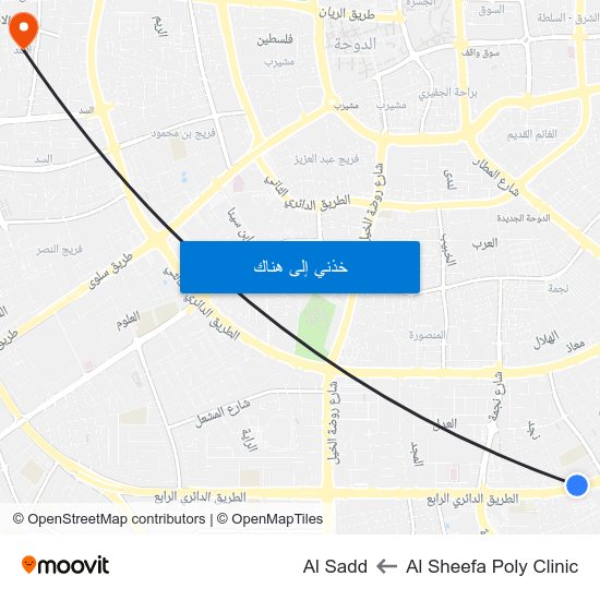 Al Sheefa Poly Clinic to Al Sadd map