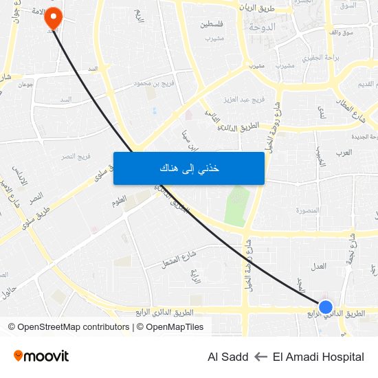 El Amadi Hospital to Al Sadd map