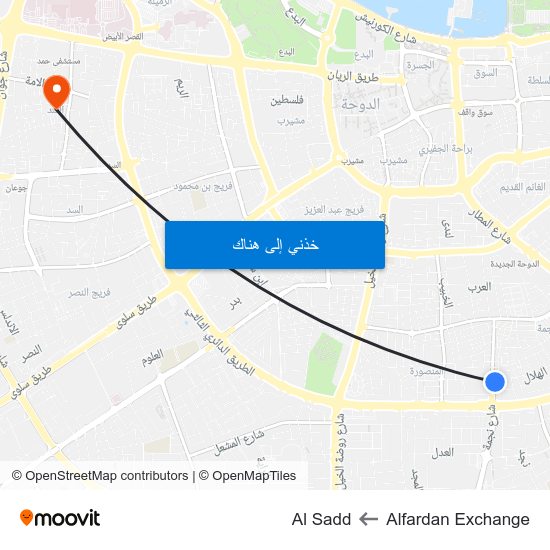 Alfardan Exchange to Al Sadd map