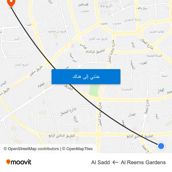 Al Reems Gardens to Al Sadd map