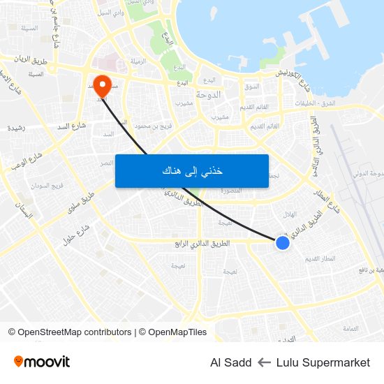 Lulu Supermarket to Al Sadd map