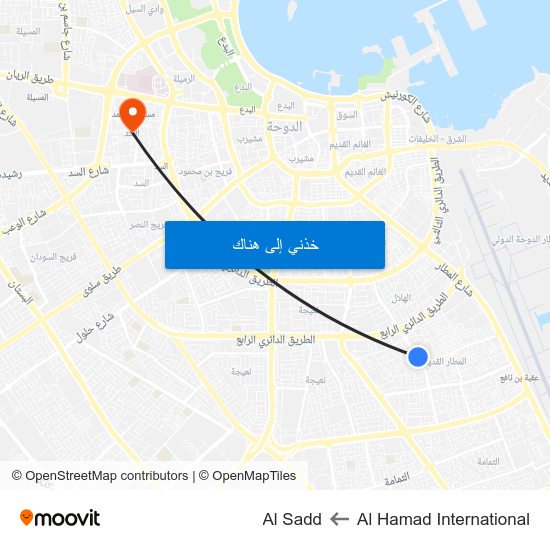 Al Hamad International to Al Sadd map