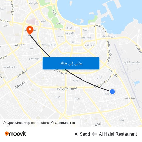 Al Hajaj Restaurant to Al Sadd map