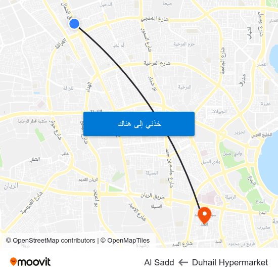 Duhail Hypermarket to Al Sadd map