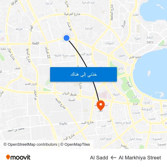 Al Markhiya Street to Al Sadd map