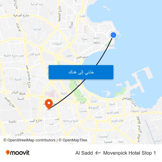 Movenpick Hotel Stop 1 to Al Sadd map