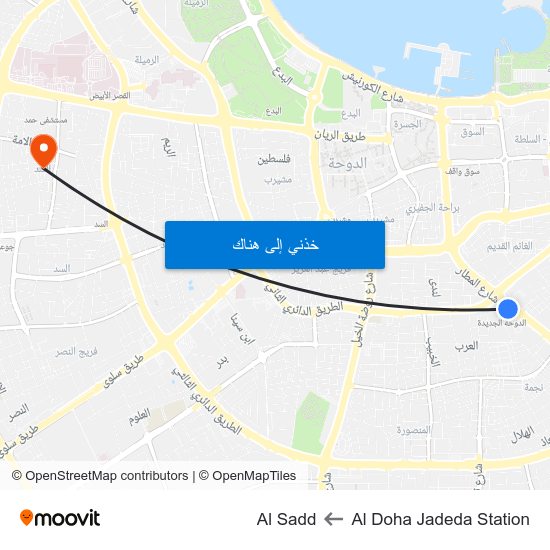 Al Doha Jadeda Station to Al Sadd map