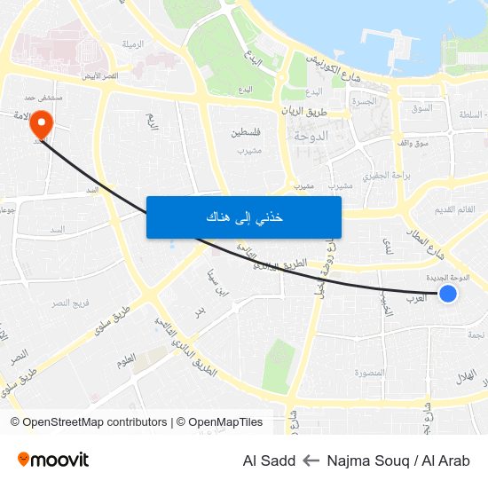 Najma Souq / Al Arab to Al Sadd map