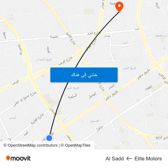 Elite Motors to Al Sadd map