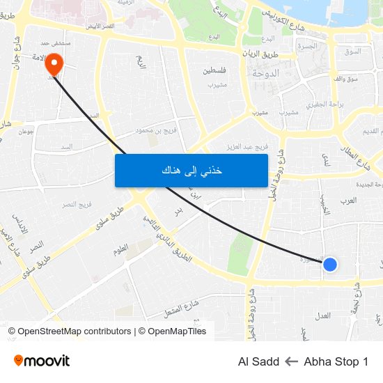 Abha Stop 1 to Al Sadd map