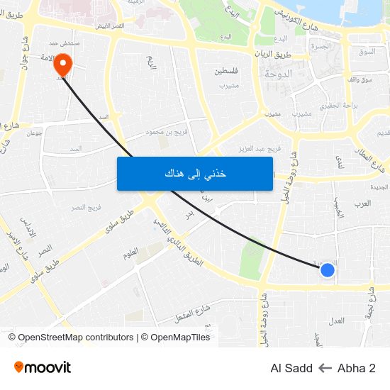 Abha 2 to Al Sadd map
