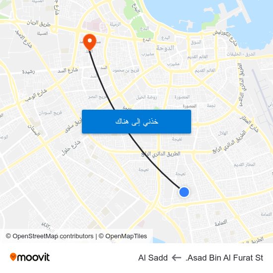Asad Bin Al Furat St. to Al Sadd map