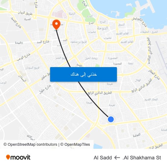 Al Shakhama St. to Al Sadd map