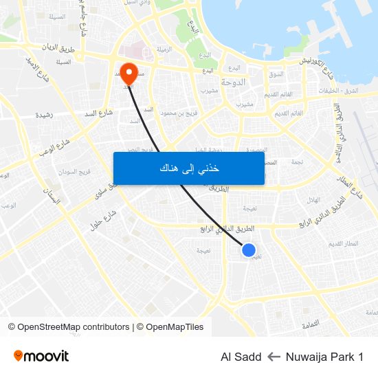 Nuwaija Park 1 to Al Sadd map