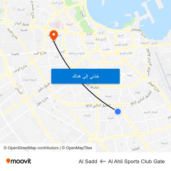 Al Ahli Sports Club Gate to Al Sadd map