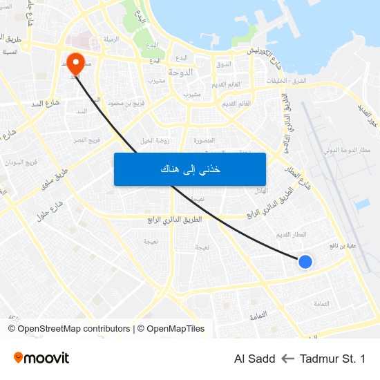 Tadmur St. 1 to Al Sadd map