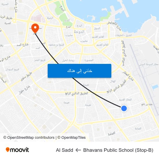 Bhavans Public School (Stop-B) to Al Sadd map