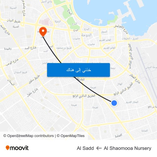Al Shaomooa Nursery to Al Sadd map